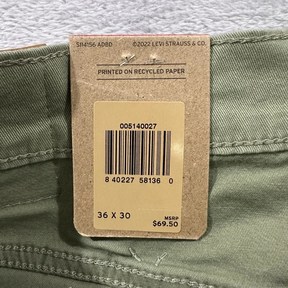 Levi's 514 Jeans Mens 36x30 Straight Mid Rise Premium Soft Twill Olive Green NWT